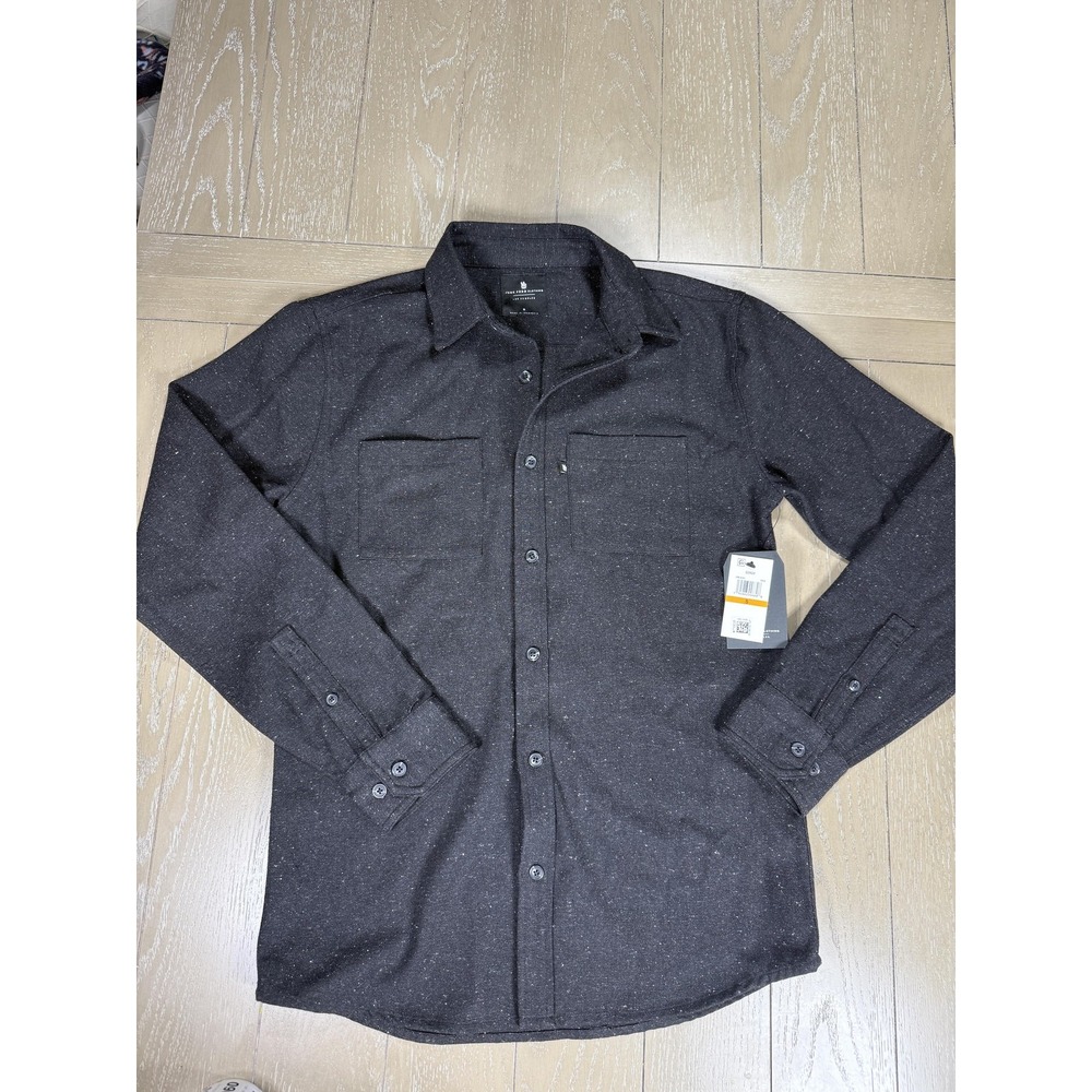 Junk Food Clothing Shirt Mens‎ Small Black Speckled Knit Long Sleeve Button Up